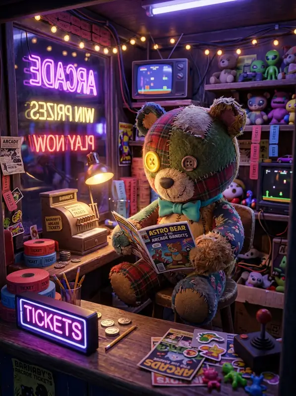 Barnaby the Bear in his ticket booth